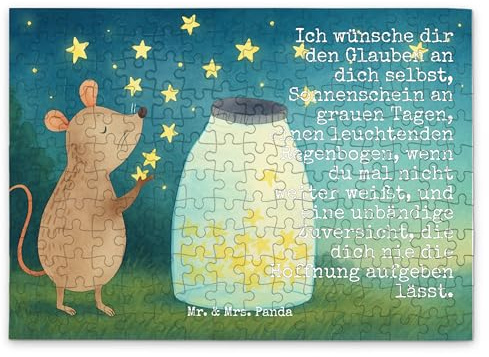Mr. & Mrs. Panda Puzzle Maus Sterne Design 192 Teile - Geschenk, Puzzlespiel, 1000, Lustige Sprüche, Träume, Schwangerschaft, Geburt, 1500, 500, 2000, Geburtstag
