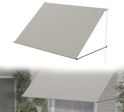 Suusolny Sonnenschutz Markise 200x145 cm – Einziehbare Fallarmmarkise aus Stahl – UV-Schutz & Wetterfest Fenstermarkise Ideal für Garten, Balkon (Grau)
