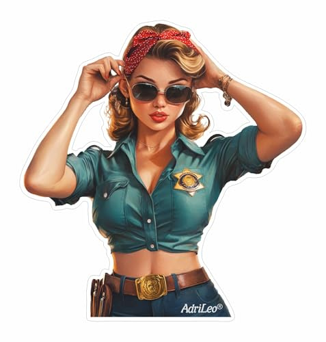 AdriLeo - Aufkleber – Pin Up Girl Police - Deko Autoaufkleber Sticker Laptop