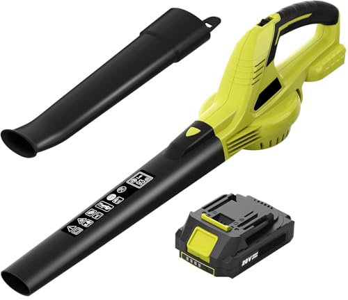 Kabelloser Laubbläser, Akku-Laubbläser mit Akkus 2 Ah 20 V und Ladegerät, 2 Geschwindigkeitsmodi, 150 MPH, Laubbläser für Rasenpflege, Entfernung von Blättern, Schnee, Staub (1 Akku)