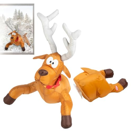 Générique Décorations Portes Animées Noël Père Noël Renne,Décoration Festive De Maison avec Père Et Renne Crashed,Décor Sonore Festif avec Action De Pieds Et Autocollant De Verre Brisé pour Fenêtre |