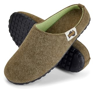 Gumbies Outback Slippers | Unisex House Shoes with Recycled Felt Upper, Recycled Rubber Outsole & Soft Plant-Based Insole | Cozy, Durable & Outdoor-Ready - Moss & Pistachio EU48