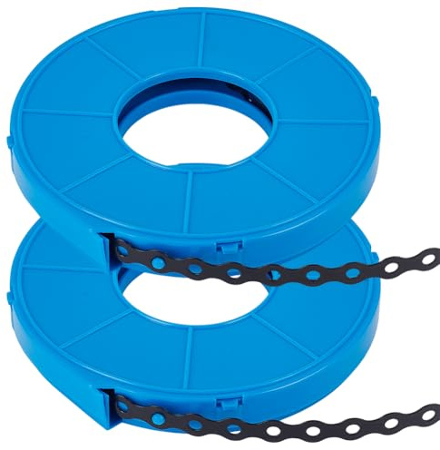 BENECREAT Fleje Metálico Reforzado de 20 m X 12mm, 2 rollo de Correa de Soporte Perforada para Conductos de HVAC, Tubos de Automóviles Y Tuberías de Taller, Negro, 0.7mm de Espesor