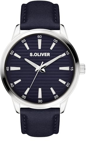 s.Oliver Herrenuhr - 44 mm - analoge Armbanduhr mit Quarzwerk - Chronograph & 3 Zeiger - hoher 5 ATM wasserdicht - Kratzfest