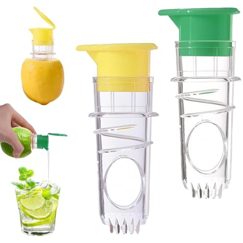 Saituo Home 2 Piezas Exprimidor Limon, Exprimidor Manual con Tapón de Rosca | Diseño Portátil Manual, Tapón Hermético, Desmontable y Fácil de Llimpiar, Lemon Squeezer para Cócteles Bebidas Ensaladas