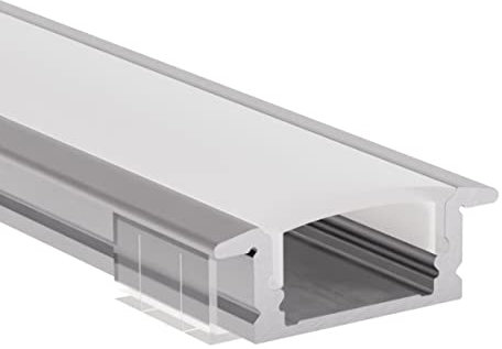 Alumino | LED Aluminiumprofil Eloxiert | 200 cm | Einbauprofil | Opale Abdeckung | für 12 mm LED-Streifen | Rhein