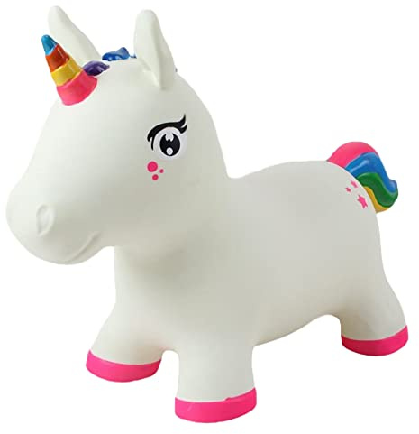 Gerardo's Toys Hüpftier Einhorn - Hüpftiere ab 1 Jahr und ab 2 Jahre, Hüpftier Einhorn für Kinder, Aufblasbare Tiere Spielzeug Draussen oder Drinnen für Kleinkinder ab 12 Monaten - Inklusive Luftpumpe