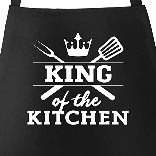 MoonWorks Grill-Schürze für Männer mit Spruch King of the kitchen Küchenschürze schwarz unisize