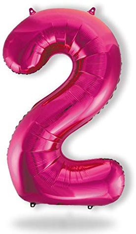FUNXGO® Folienballon Zahl 2 pink - Riesen-Ballonzahl - Verstärktes Material- fliegt mit Helium - 2 Geburtstag Luftballon - Deko zum Geburtstage, Party, Hochzeiten - Ballon 2 pink