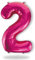 FUNXGO® Palloncino Numero 2 pink - Palloncini Compleanno 2 Anni - Palloncino 2 Anni Compleanno - Decorazioni Compleanno - Vola con l'Elio - Feste Decorazione di Compleanno Palloncino pink 2
