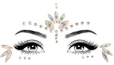 Glamza Face Crystal Sticker Women Mermaid Rave Festival Glitter Rhinestone Temporary Tattoo Face Jewels Face Sticker Eyebrow Face Body Jewellery (STYLE 03)