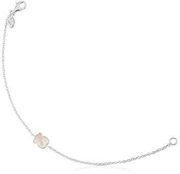 TOUS Damenarmband aus Sterlingsilber mit Bärenmotiv und Perlmutt, 17,5 cm lang, elegant und klassisch, TOUS Color Kollektion