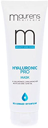 Maurens, Mascarilla Capilar Superhidratante Hyaluronic Pro, con Ácido Hialurónico y Aceite de Chia, para cabellos secos, muy secos o resecados por procesos químicos, 250 ml