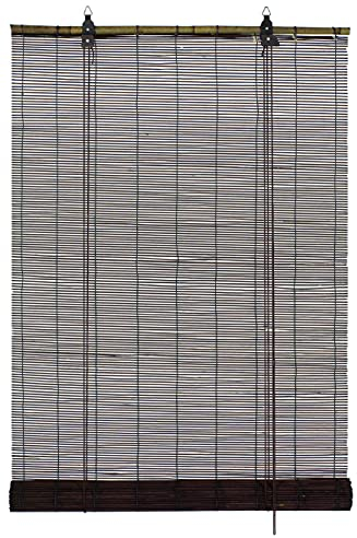 GARDINIA Bambus-Rollo Schoko, Decken- oder Wandmontage, Lichtdurchlässig, Transparent, Alle Montage-Teile inklusive, 60 x 160 cm (BxH)