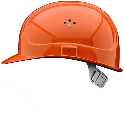 GUARD 5 - BAU-Schutzhelm - DIN EN 397 - Einstellbarer Arbeitshelm - Bauarbeiterhelm Schutzhelm Bauhelm - mit 6-Punkt Gurtband mit Leder Schweißband an der Stirn (Orange)