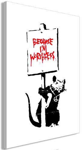 decomonkey Bilder Ratte 80x120 cm 1 Teilig Leinwandbilder Bild auf Leinwand Vlies Wandbild Kunstdruck Wanddeko Wand Wohnzimmer Wanddekoration Deko Graffiti schwarz-weiß
