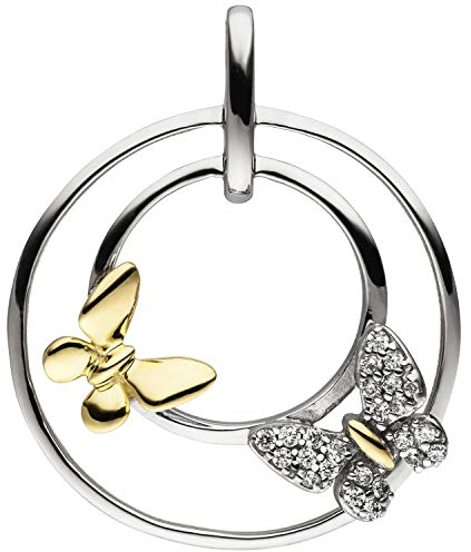 Jobo Damen-Anhänger Schmetterlinge aus 925 Sterling Silber Bicolor mit 24 Zirkonia