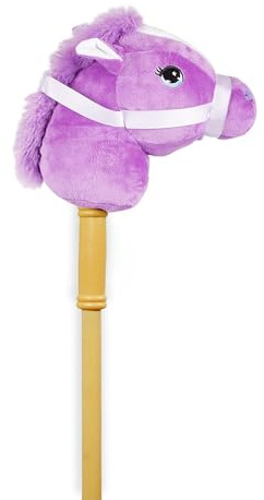 Ponyland: Music Stick Animal - Purple & White Horse - Music Button, Sturdy Two-Piece Stick W/Colorful Soft Plush Animal Head, Toy, Kids Ages 3+