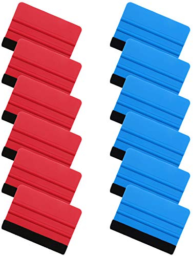 ruggito 12 Pieces Felt Edge Squeegee Car Wrapping Tool Kits, 4 Inch Felt Squeegee Applicator Tool for Car Vinyl Wrap, Window Tint, Wallpaper, Decal Sticker Installation