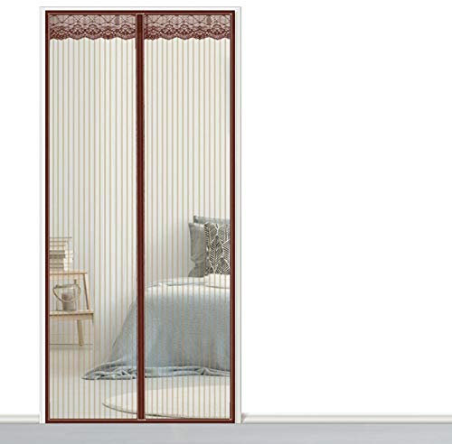 AMZERO Zanzariera Finestra Magnetica, 90x240cm Zanzariere a Rullo Magnetico Velcro Chiudi Automaticamente per Casa Ufficio, Marrone