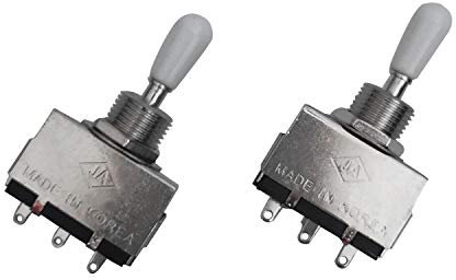 3-Wege-Tonabnehmer-Wahlschalter für Les Paul SG Gibson Epiphone Fender Gitarre, Box-Stil, 2 Stück (weiße Spitze)