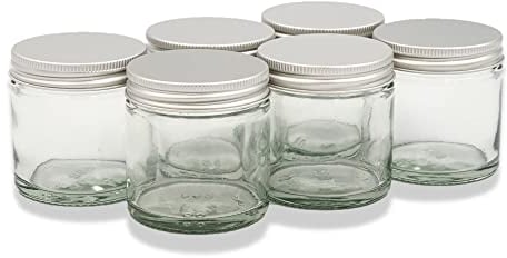 Elegant and Durable 60ml Clear Glass Jars with Airtight Silver Lids - Perfect for Candlemaking, Storage, DIY Beauty and Gifting - Heat-Resistant, Refillable & Stylishly Compact - Set of 6