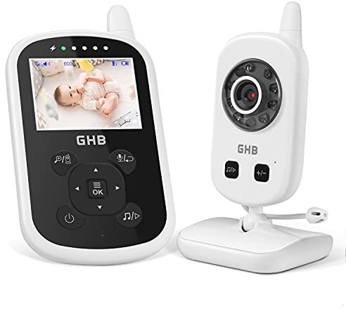 GHB Baby Monitor, Video Baby Monitor with Camera Eco Mode 900ft Range 950mAh Battery 2.4