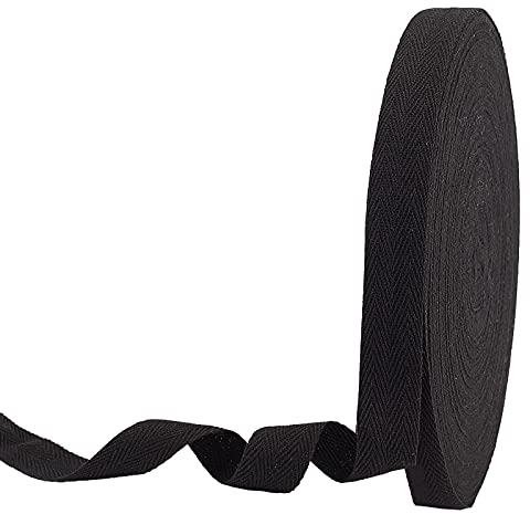 nbeads 49 Yards (45m) / Roll Baumwolle gurtband, Fischgrät Baumwolle Webbings 20mm Breite Schwarze Baumwolle Twill Tape Bänder Fischgrätenschnüre Für Das Stricken Nähen DIY Handwerk