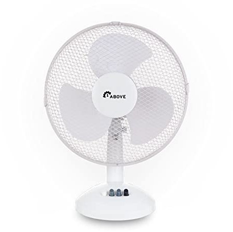 Table Fan Desk Fan 12Inch with 3 Speed Oscillating Stand Fan Low Noise Strong Resistant Base Desktop/Bedside Fan, Ideal for Home and Office, (WHITE)