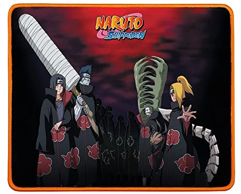 Konix Naruto Shippuden Gaming-Mauspad 32 x 27 cm - rutschfeste Gummibasis - Akatsuki-Muster