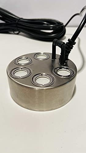 Troesters Brunnenwelt Ultraschall Nebler (24V, 108 Watt, 8m Kabellänge), Mist Maker für Ihren Brunnen und Gartenteich (5-Fach Nebler inkl. Outdoor Trafo, Ohne Licht)