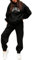 Tomwell Damen Trainingsanzug Jogginganzug Mode 2 Stücke Set Frauen Lange Ärmel Top/Hose Freizeitkleidung Pullover Sportswear für Running Yoga Gym A Schwarz S
