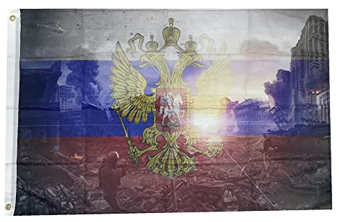 Stormflag Russland Flagge mit Adler 2x3ft Russische sowjetische Flagge 60x90cm Polyester 90g mit Ösen mit Doppelnadel genäht.