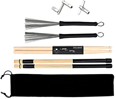 Milisten 1set Drum Kit Drum Tuning Key Drumstick Brush for Percussion Instrumentalist Ergonomic Design for Practice Concerts