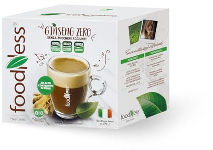 foodNess - 6 Box da 10 Capsule di Ginseng Zero, Capsule Compatibili con Sistema Dolce Gusto, Preparato in Polvere Senza Additivi, Senza Glutine, Lattosio, Grassi Idrogenati e Zuccheri Aggiunti