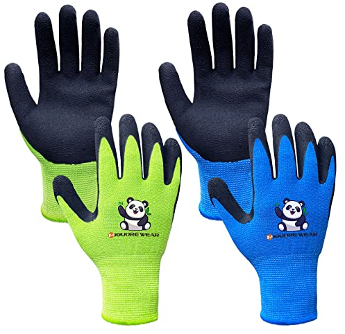Migliore Wear 2 Paar Kinder Arbeitshandschuhe, Gartenhandschuhe Kinder, Latex Schutzhandschuhe mit Handflächenbeschichtung für 10-12 Jahre (L)
