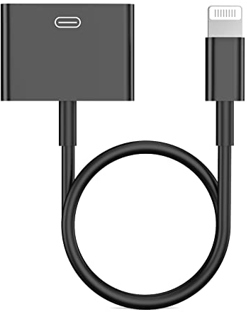 Lightning to 30 Pin Adapter for iPhone, [Apple MFi Certified] 8-Pin to 30-Pin Female Charging and Data Transfer Converter Compatible with iPhone 14 13 12 11 Xs X 8 7 6 iPad iPod-No Audio (Black)