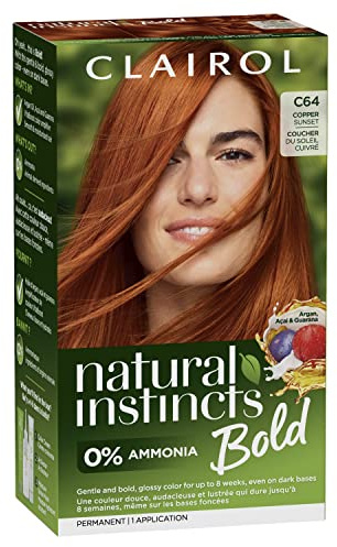 Clairol Natural Instincts Bold Permanent Hair Dye, C64 Copper Sunset Hair Color, Pack of 1