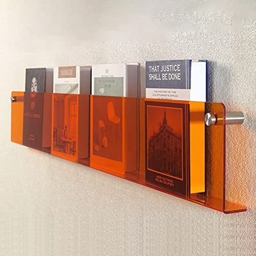 Zeitungsständer Moderne Zeitschriftenständerwand aus Acryl - Orange, Klar, Blau, Braun, Zeitungsständer, Bücherregal, Leichter Prospektständer 40/80/100cm (Color : Orange, Size : 40cm(15 3/4))