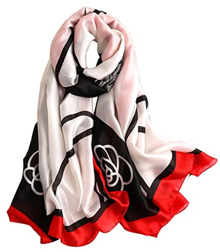 BAZIGA Simulation Soie camélia été Foulard en Soie Gaze Serviette de Plage Long climatiseur châle (Taille Unique)
