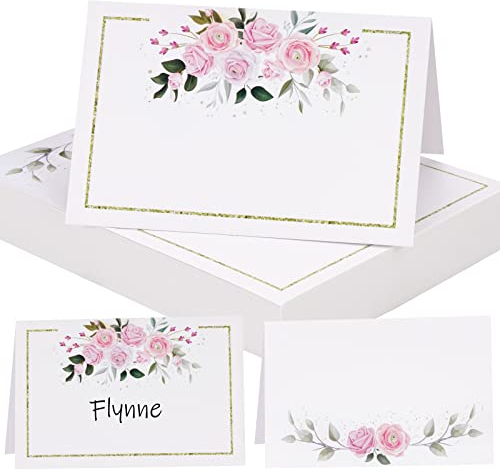 50pcs Marque Place Decoration Mariage 11 x 8,4 cm Déco Table Bapteme Faire Part de Anniversaire Cartons de Placement Porte Nom Carte Réception Fête Cérémonie, Rose