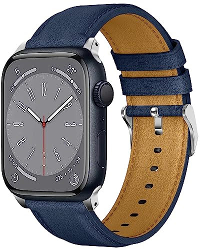 Correa para Apple Watch Serie 8 41mm, Correa de Cuero Compatible con iwatch 41mm 40mm 38mm, Cuero Repuesto Correa para Serie 8 7 6 SE 5 4 3 2 1, Ajustable Correa para Hombre Mujer