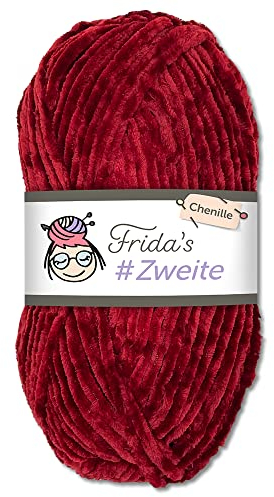 Frida's #Zweite Wolle 100g Chenille Wolle Amigurumi Stricken & Häkeln weich (22 - Kirschrot)