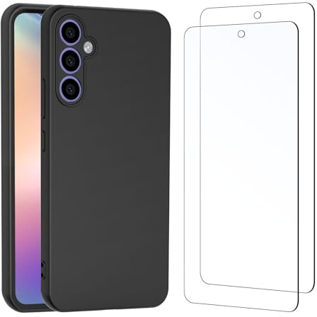 NEW'C für Samsung Galaxy A54 5G Hülle Case + 2X Panzerglas Schwarz | Hülle Schwarz + 2x Displayschutz, 6,4 Zoll, Handyhülle, Stoßfest, Kratzfest, Ultradünn, Erhöhte Ränder, Anti-Fingerabdruck