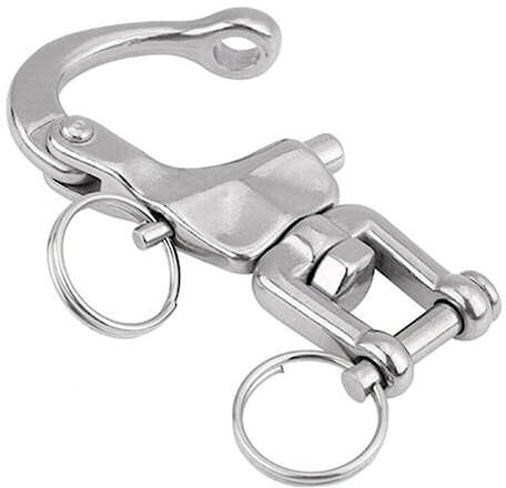 Huamengyuan Mousqueton Pivotant en Acier Inoxydable à Emerillon Manille INOX Maillons Rapides 316 Mousqueton INOX Marine Crochet Attelage Crochet à Ressort Rapide pour Drisse Voilier 128 mm