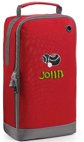 Always Looking Good Personalised Embroidered Lawn Bowls Shoe Bag Bowling Design Personalised Lawn Bowl Shoe Bag Gifts Golf Shoe Bag Personalised with Name Presents Red Bag