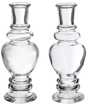 NaDeco Glasvase Bunt 'Venice' 2er Set - Wählbar in vielen Farben und Größen | Kerzenvase | Bunte Glasvasen | Deko Vasen | Ausgefallene Farbige Glasvasen, Farbe:Glasklar, Größe:h.15.5 Ø 5.7cm