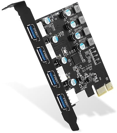 Carte PCI Express USB 3.0 4 Ports, 5Gbps USB 3.2 Gen1 Interne Pour PC de Bureau Windows Mac OS
