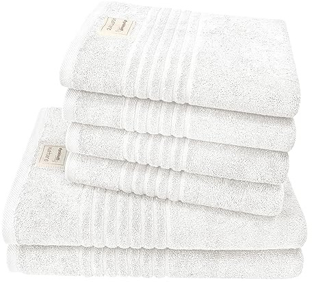 Dyckhoff Handtuchset Nature, 6-TLG., Bio-Baumwolle GOTS, 500g/m², weiß | 2x 70x140cm, 4x 50x100cm, 100% GOTS-zertifizierte Bio-Baumwolle, freundliche Farben für modernes Ambiente