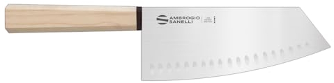 Ambrogio Sanelli, Coltello da Cucina Professionale Hexagon, Coltello Orientale con Lama 18 cm in Acciaio Inox all'Azoto e Manico Esagonale, Coltelli Professionali in Stile Giapponese, Made in Italy